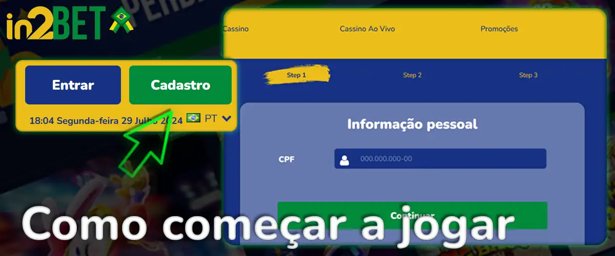 Como começar a jogar no cassino da in2Bet.