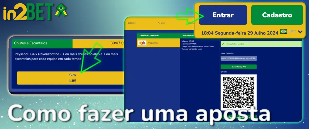 Instruções sobre como fazer uma aposta na In2bet