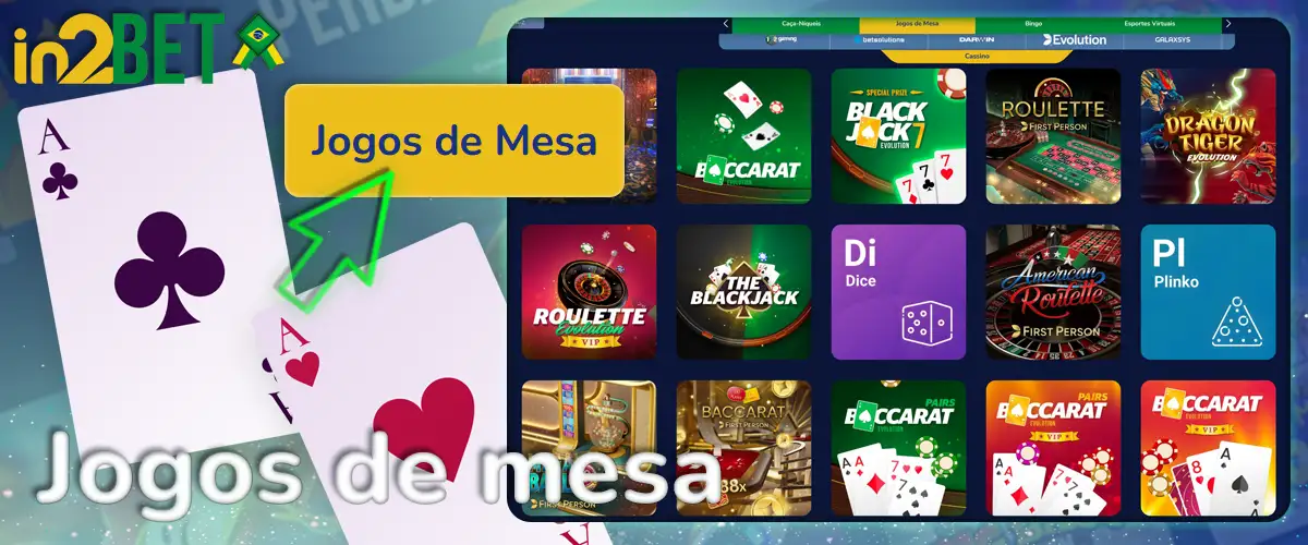 jogos de mesa no cassino da in2Bet.