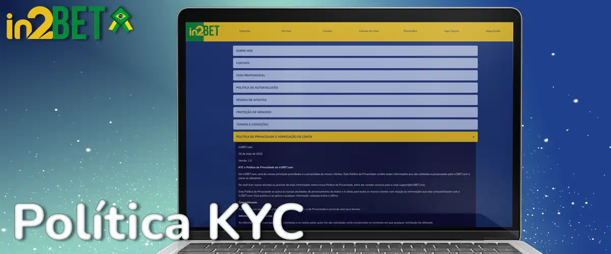 Política KYC na plataforma in2Bet no Brasil.