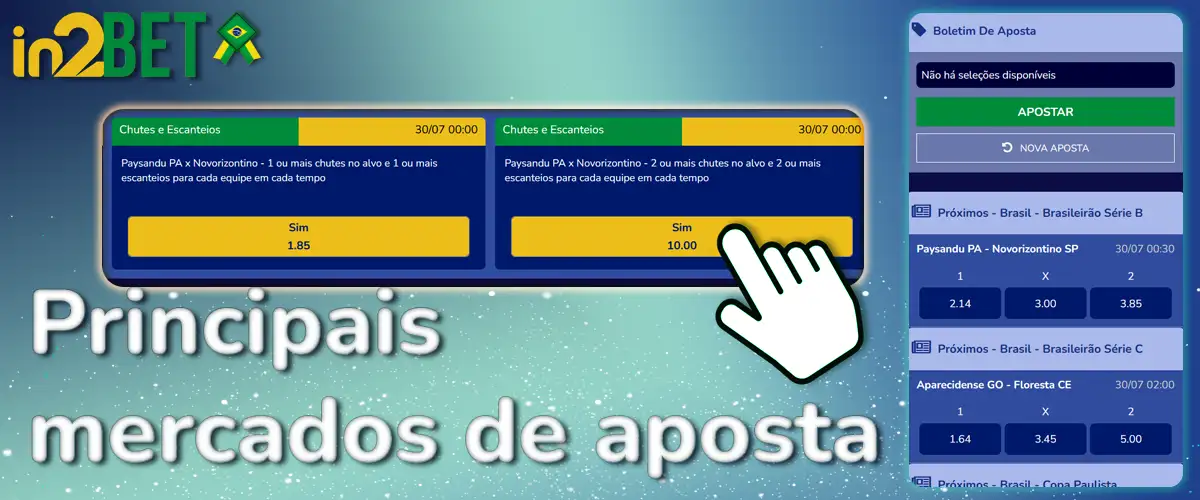 Principais mercados de aposta na In2bet